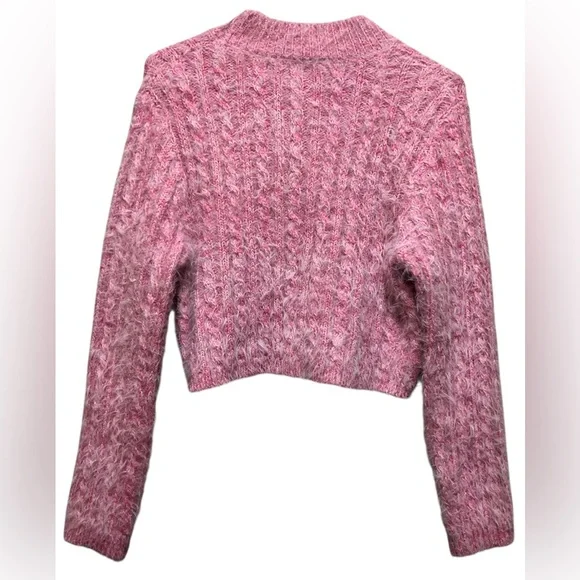 LELIS Collection Size Medium Pink Cable Knit Women's Sweater Long Sleeve. - Picture 2 of 8